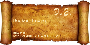 Decker Endre névjegykártya
